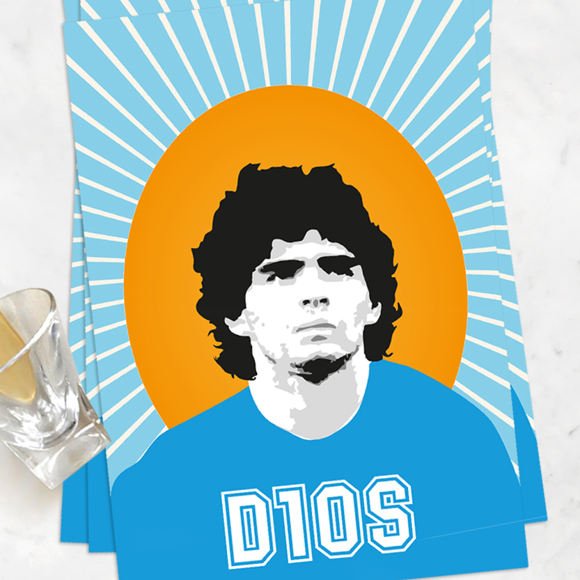 poster illustrato di Diego Maradona – stampa decorativa