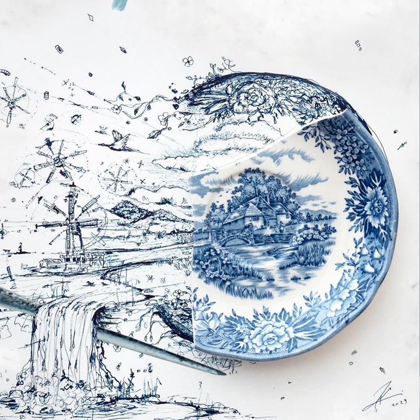 elaborazione grafica con piatto rotto